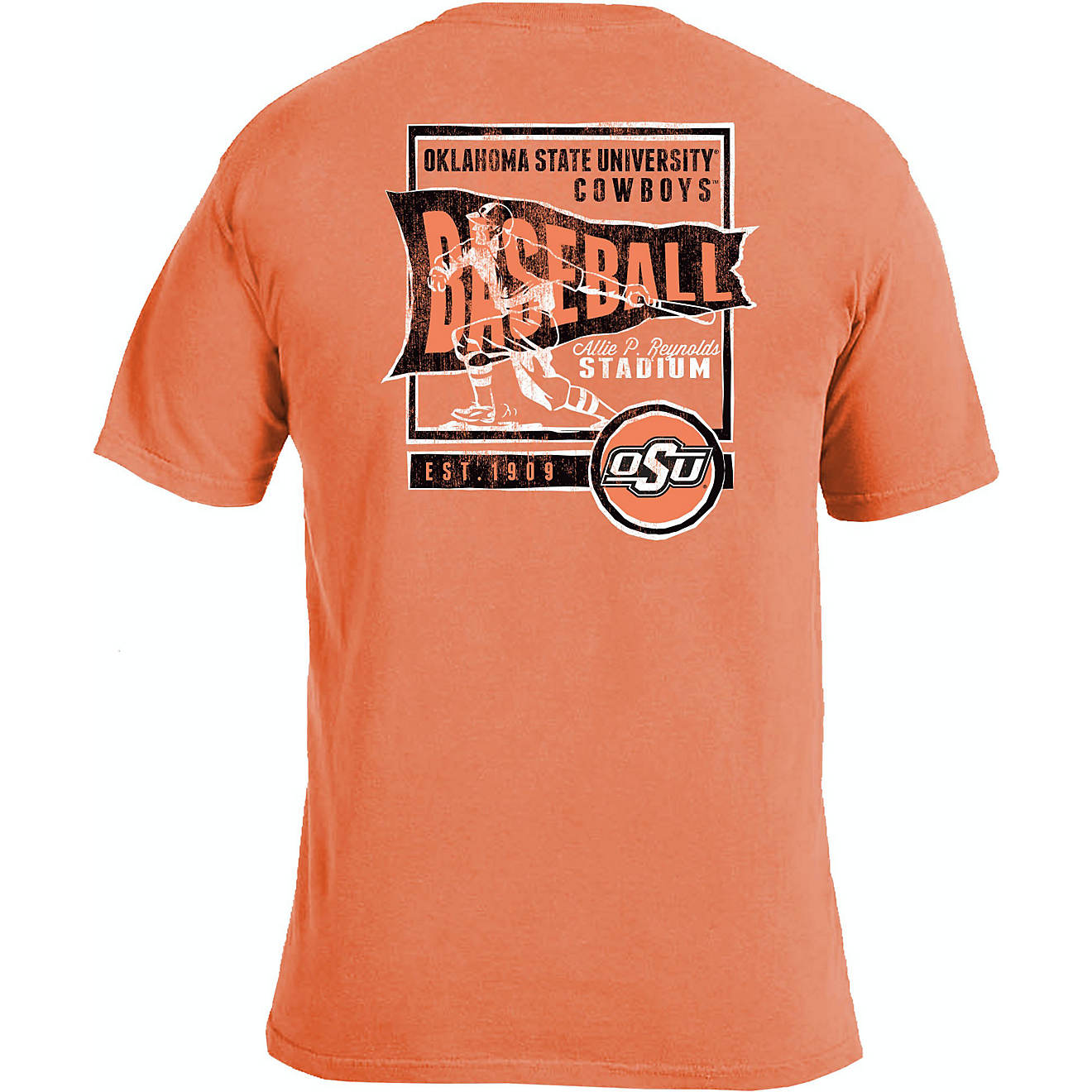 Image One Men's Oklahoma State University Comfort Color Vintage Baseball Flag Short Sleeve T-shirt                               - view number 1