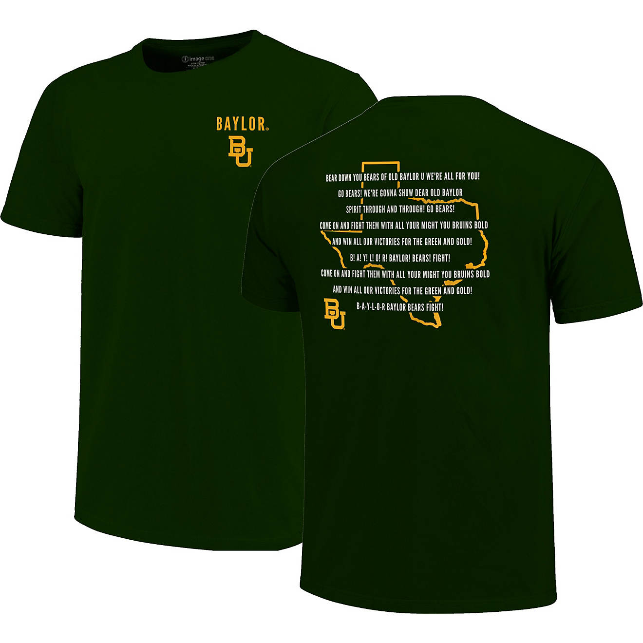 Image One Men's Baylor University Fight Song State Overlay T-shirt                                                               - view number 1