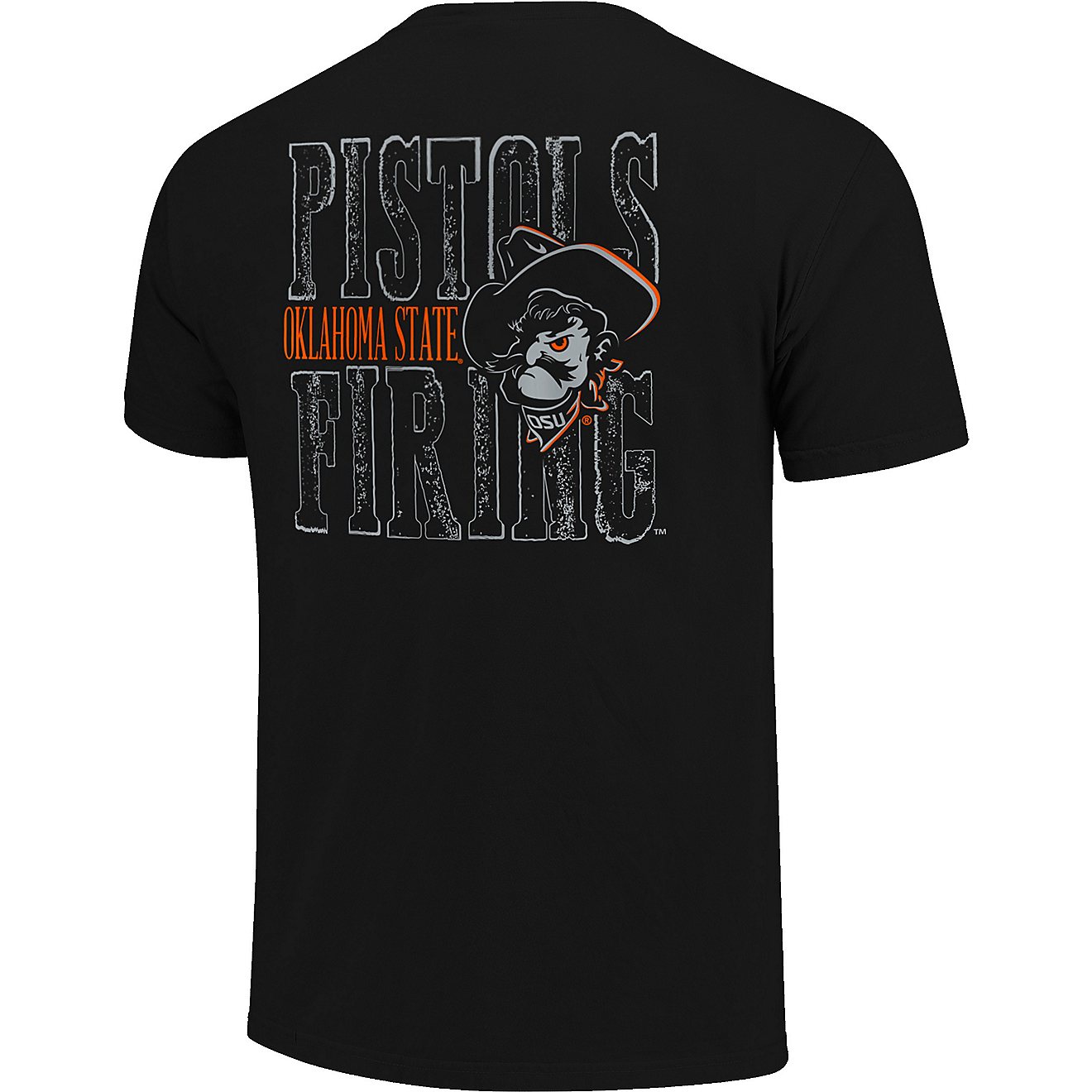 Image One Men's Oklahoma State University Comfort Color Distressed Mascot and Phrase Short Sleeve T-shirt                        - view number 2