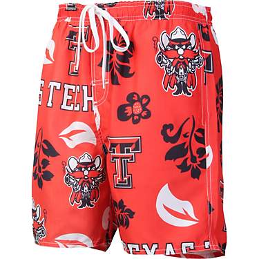 Wes and Willy Men's Texas Tech University Vintage Floral Swim Trunks                                                            
