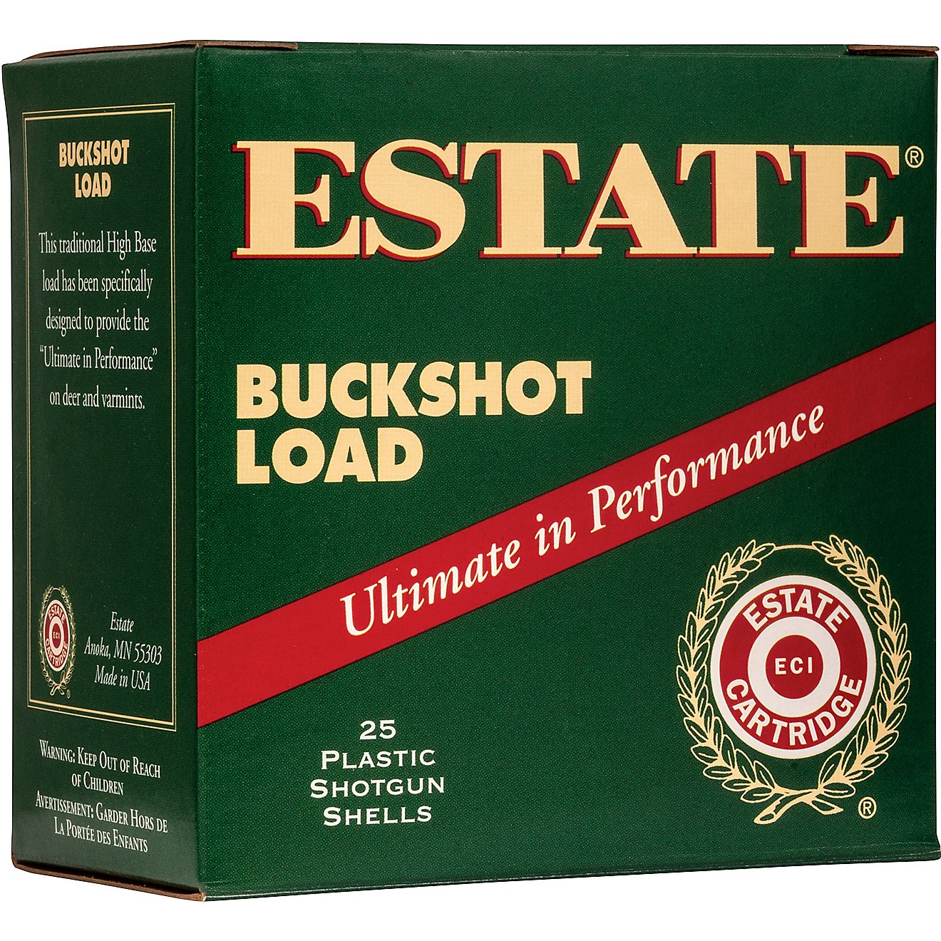 Estate Cartridge 00 Buckshot 12 Gauge Shotshells - 25 Rounds                                                                     - view number 1