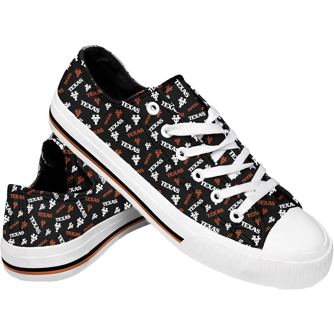 FOCO Women's University of Texas Low Top Repeat Print Canvas Shoes                                                               - view number 1