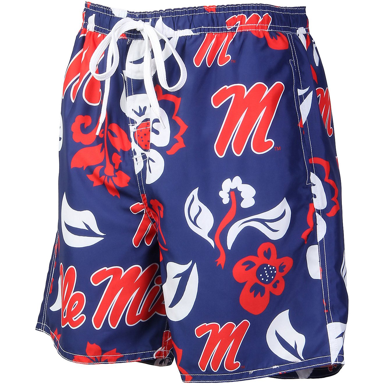 Wes and Willy Men's University of Mississippi Vintage Floral Swim Trunks                                                         - view number 1