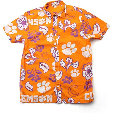 Wes and Willy Men's Clemson University Floral Button Down Shirt