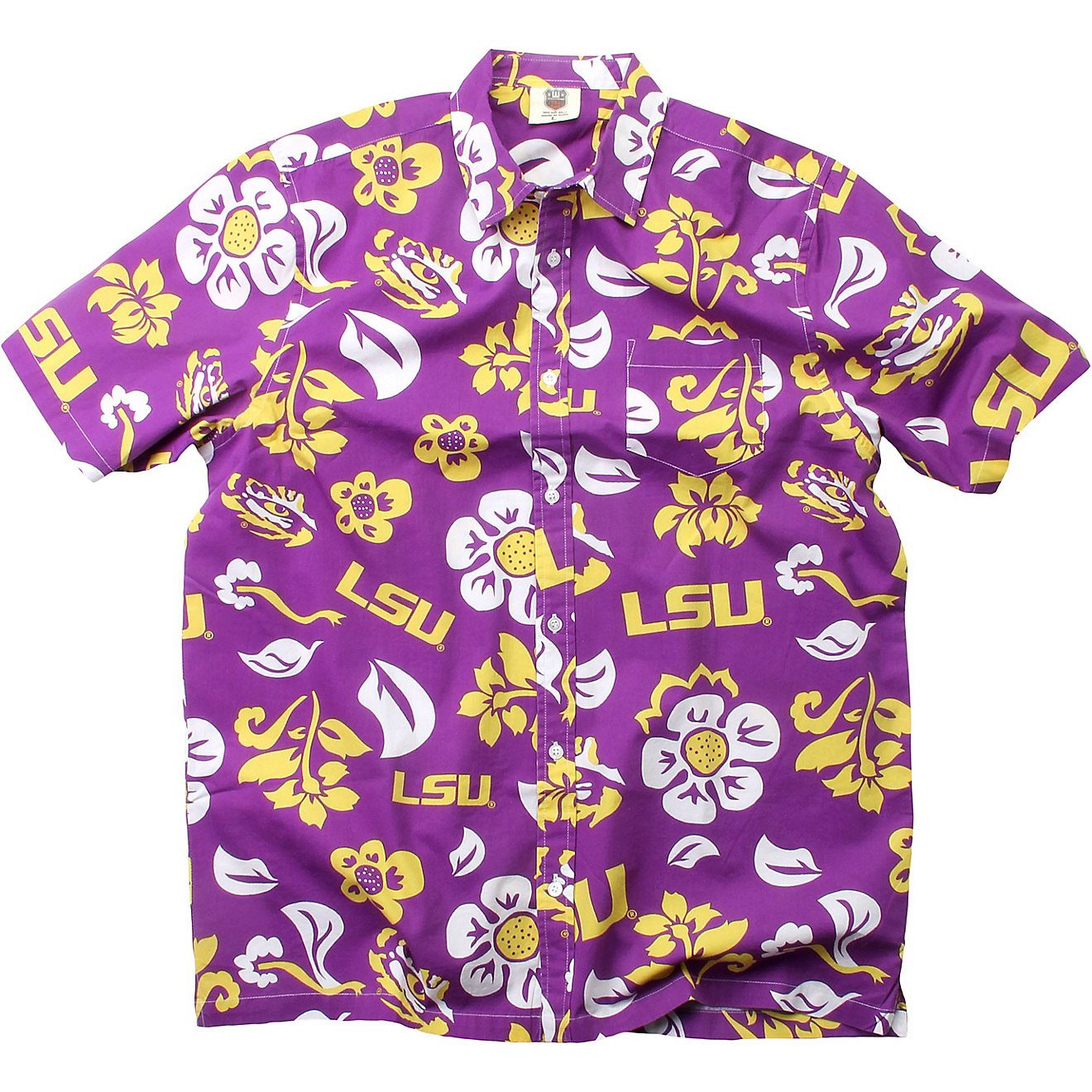 Wes and Willy Men's Louisiana State University Floral Button Down Shirt                                                          - view number 3