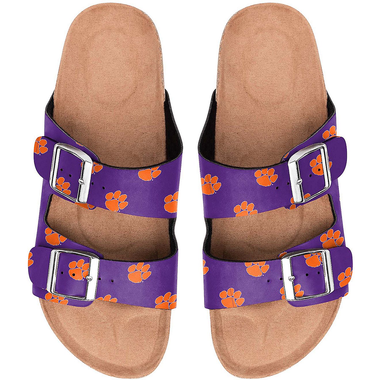 FOCO Women's Clemson University Mini Print Double Buckle Sandals                                                                 - view number 1