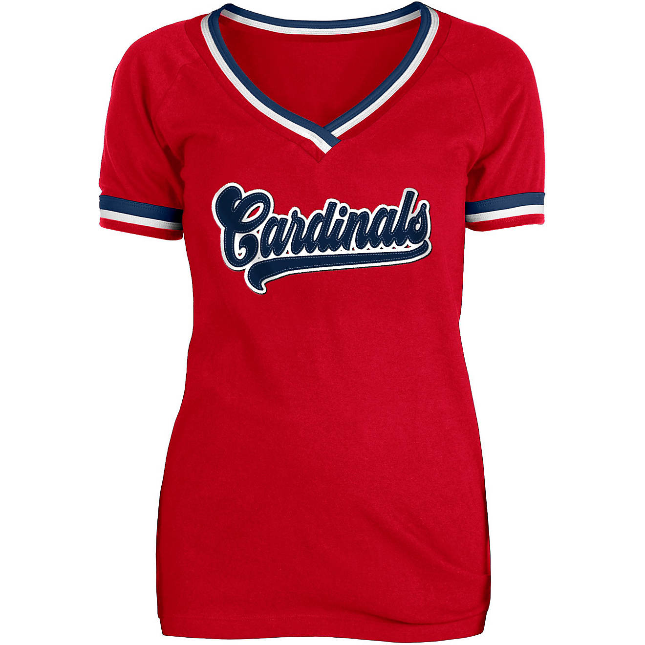 New Era Women's St. Louis Cardinals CTN Raglan V-neck T-shirt                                                                    - view number 1