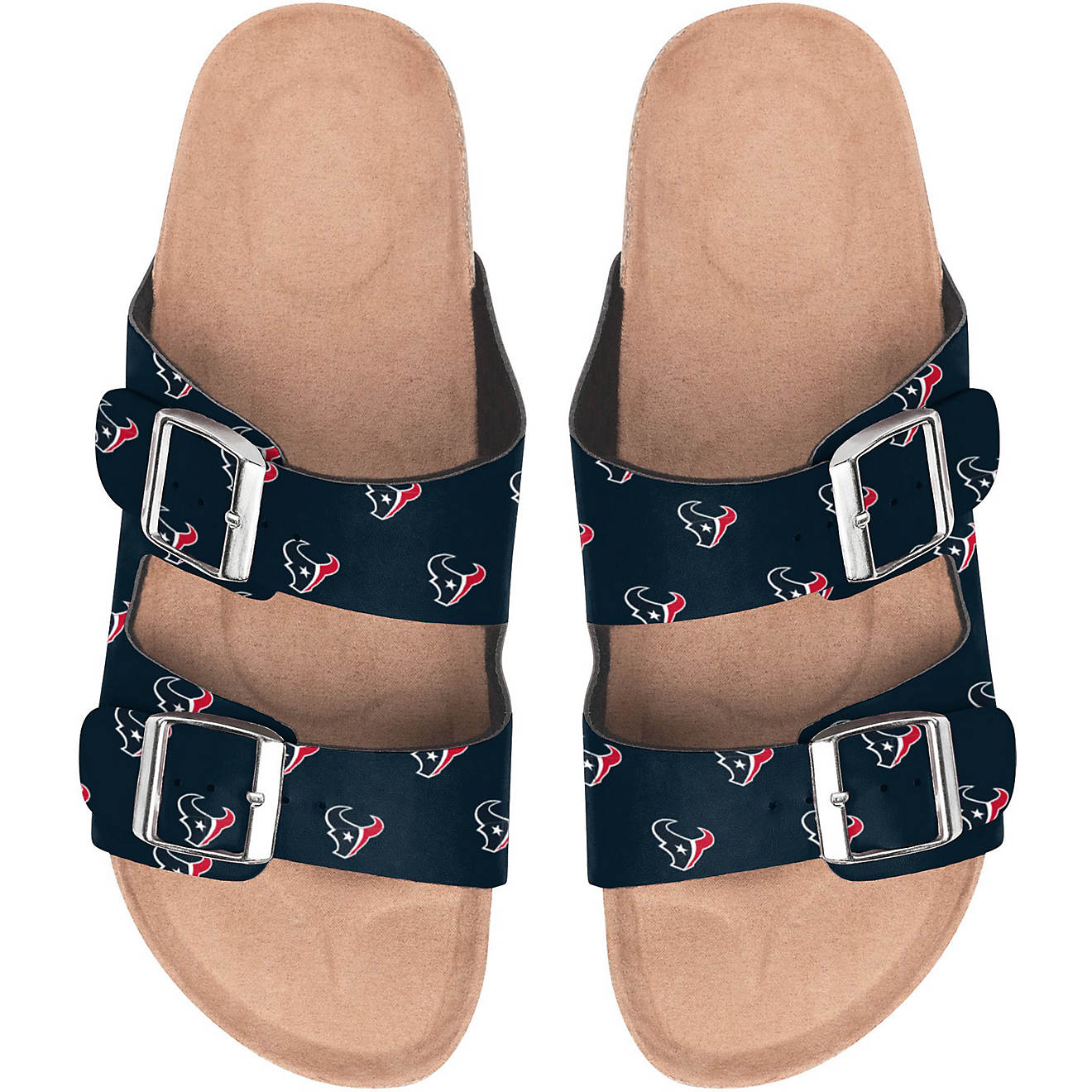 FOCO Women's Houston Texans Mini Print Double Buckle Sandals                                                                     - view number 1
