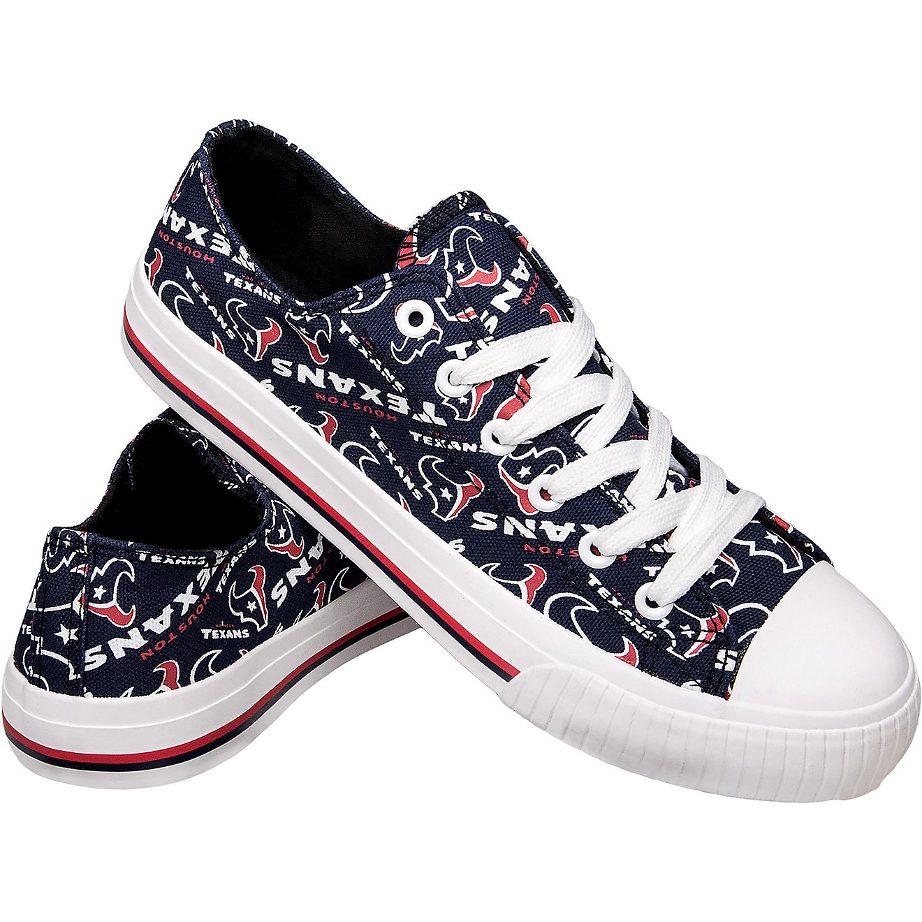 FOCO Women's Houston Texans Low Top Repeat Print Canvas Shoes                                                                    - view number 1