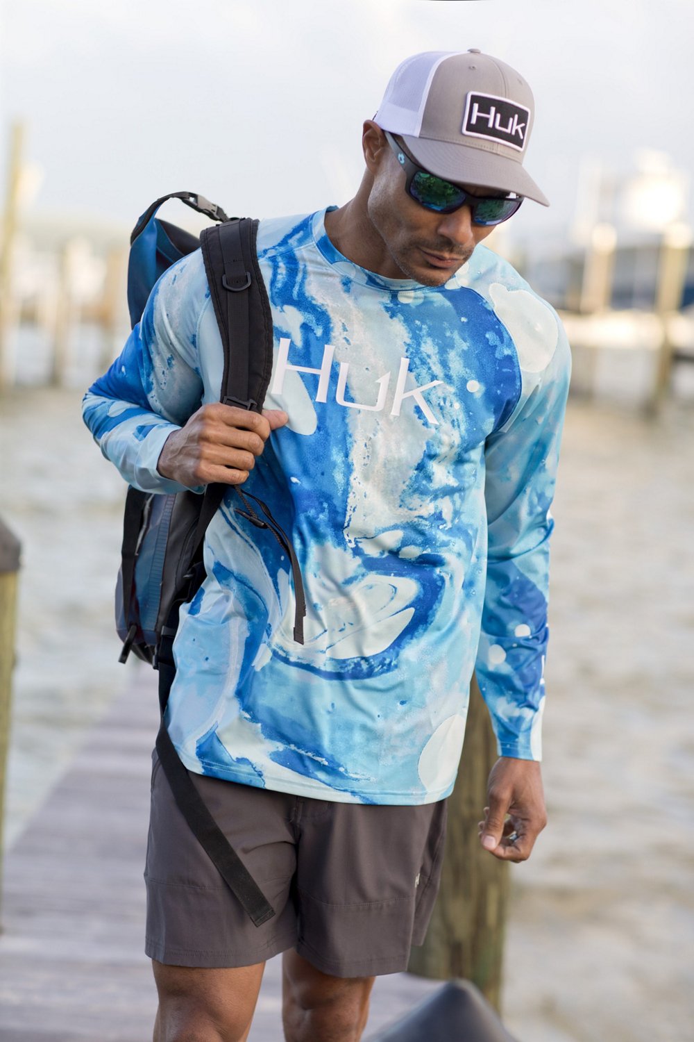 Huk Men's Tie Dye Lava Long Sleeve Shirt Academy