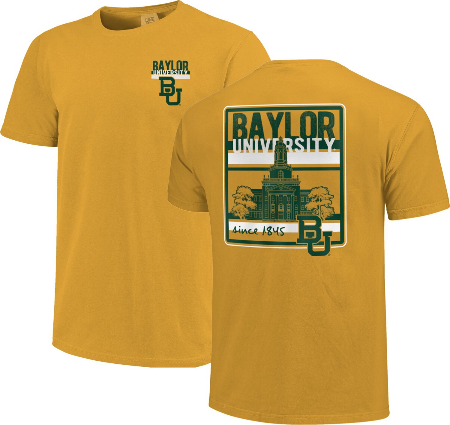 Image One Men's Baylor University Comfort Color Building Type & Stripes
