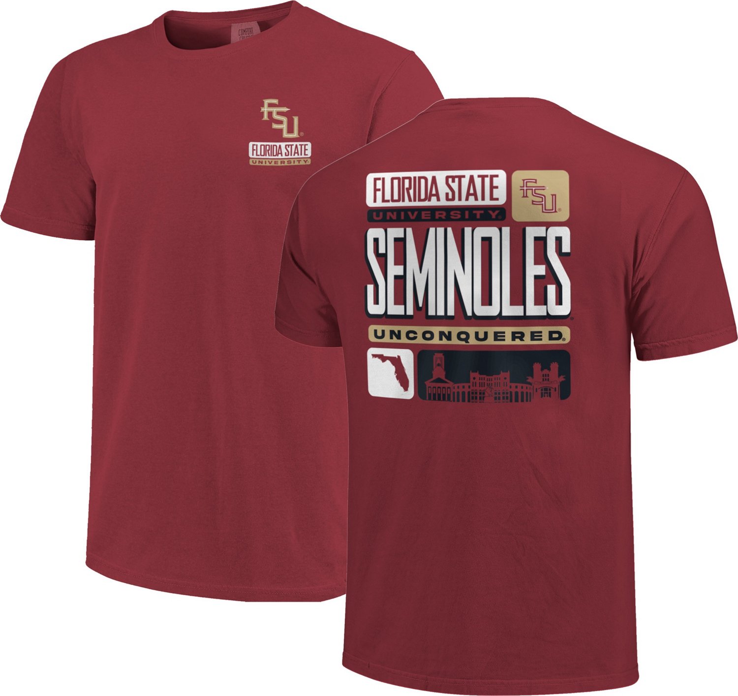 Image One Men's Florida State University Comfort Color Campus Squares T ...