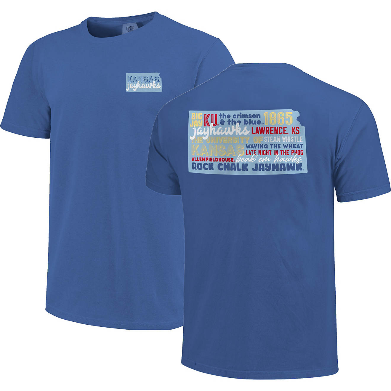 Image One Women's University of Kansas Comfort Color All Type State Short Sleeve T-shirt                                         - view number 1