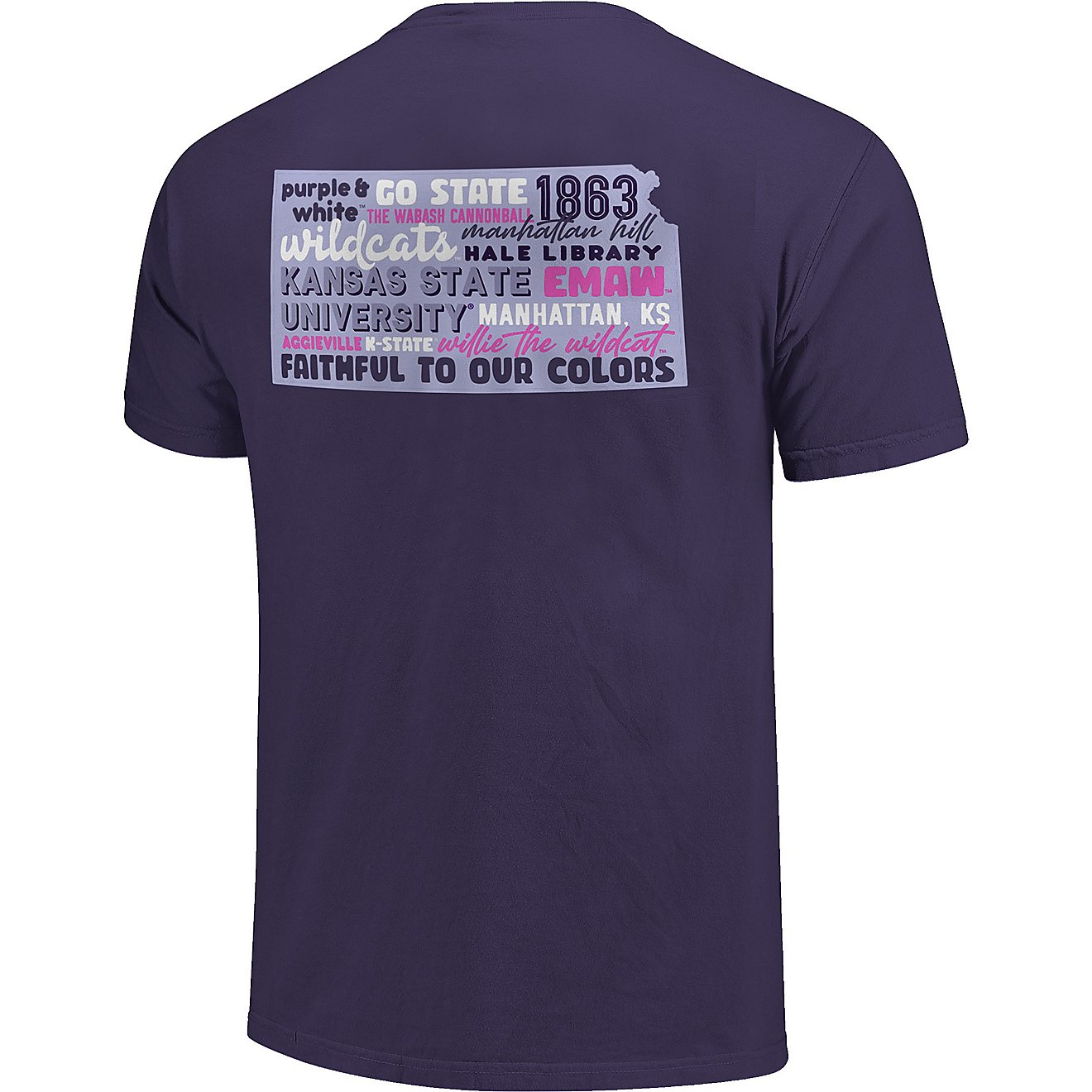 Image One Women's Kansas State University Comfort Color All Type State Short Sleeve T-shirt                                      - view number 2