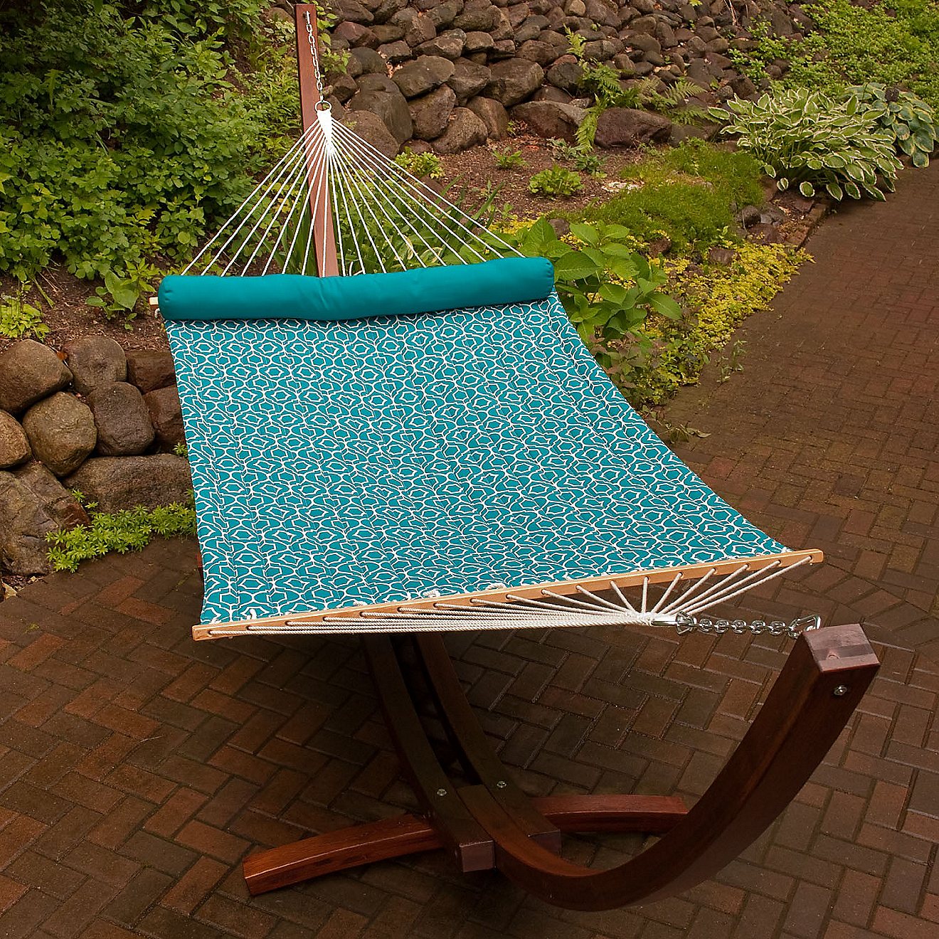 Algoma 12-Foot Wood Arc Frame with Quilted Hammock and Pillow                                                                    - view number 3