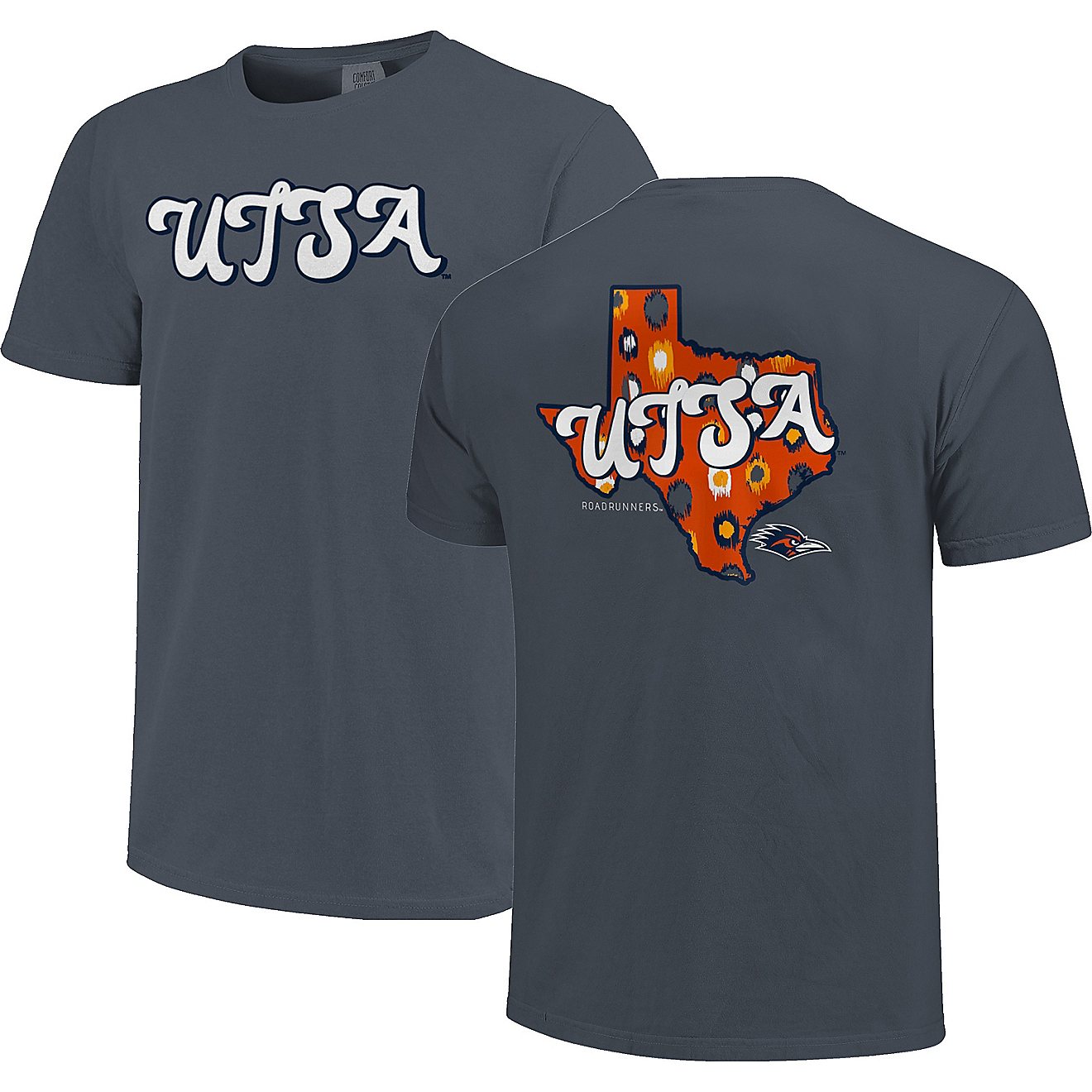 Image One Women's University of Texas at San Antonio Comfort Color Retro Script State Pattern Short Sleeve T-shirt               - view number 1