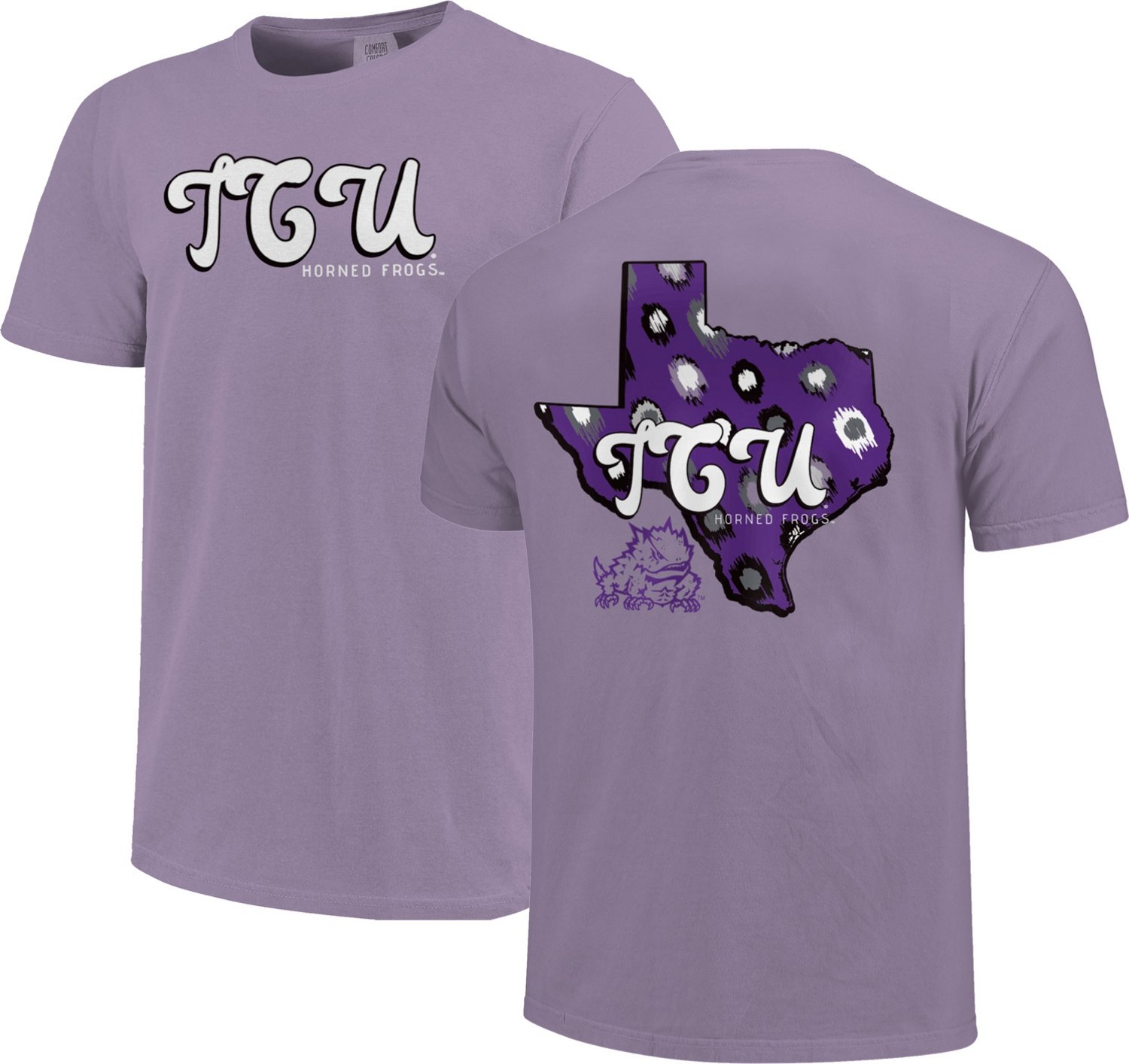 Image One Women's Texas Christian University Comfort Color Retro Script