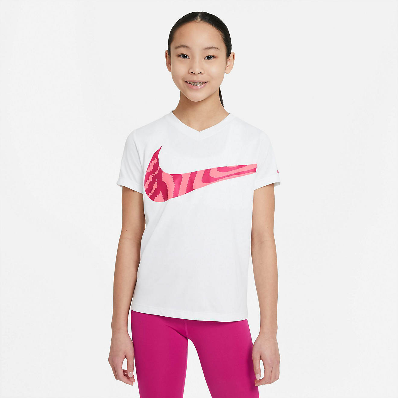 Nike Girls' Dri-FIT Swoosh V-neck Training T-shirt | Academy