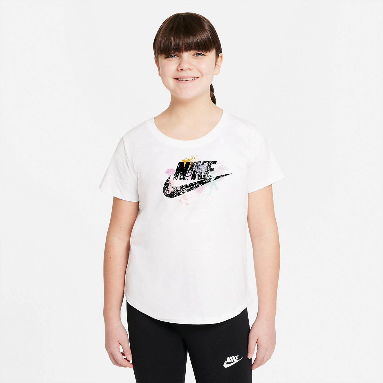 Nike Girls' Sportswear RTL Scoop Futura Extended Size Short Sleeve T-shirt                                                       - view number 1
