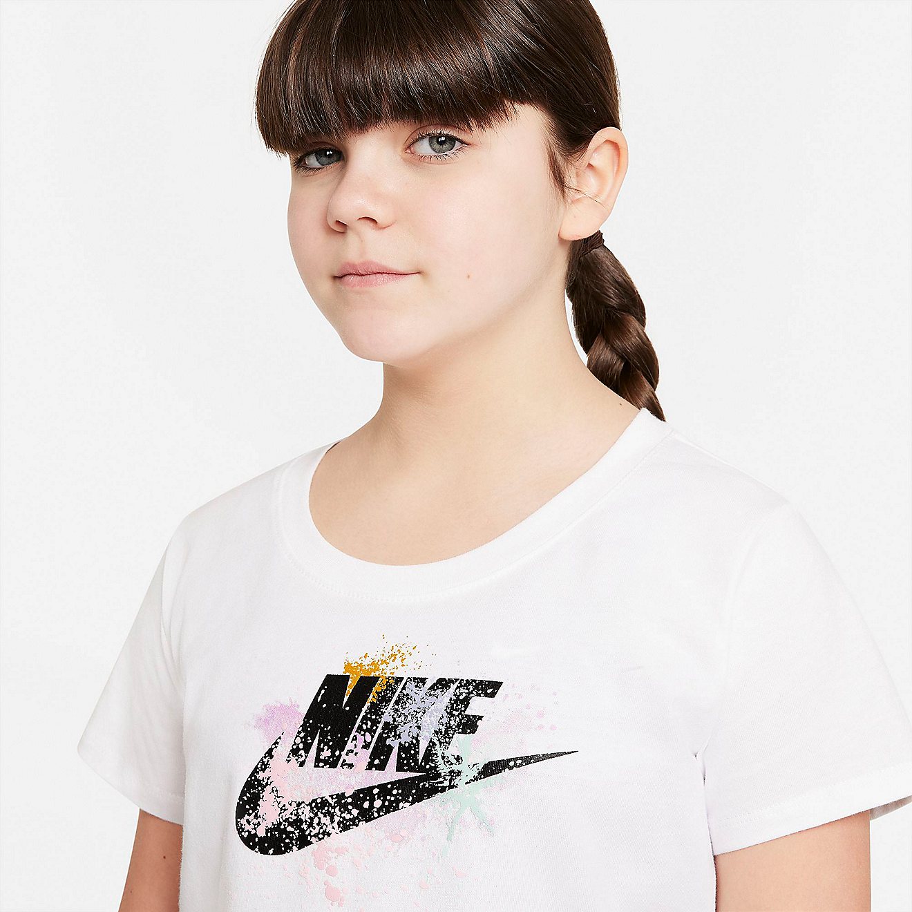 Nike Girls' Sportswear RTL Scoop Futura Extended Size Short Sleeve T-shirt                                                       - view number 4