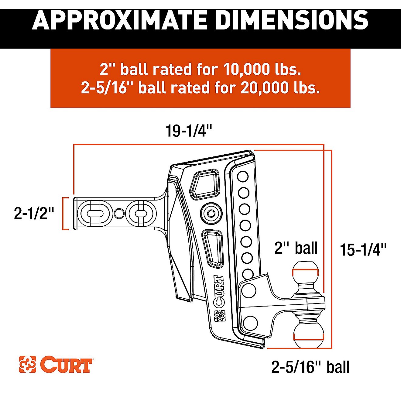 CURT Rebellion XD 20,000 lb Adjustable Cushion Hitch Mount                                                                       - view number 3