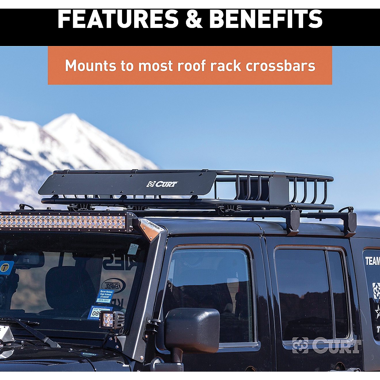 CURT 18115 Roof Rack Rooftop Cargo Carrier 41-1/2 x 37 x 4 41-1/2-Inch x 37 x 4-Inch