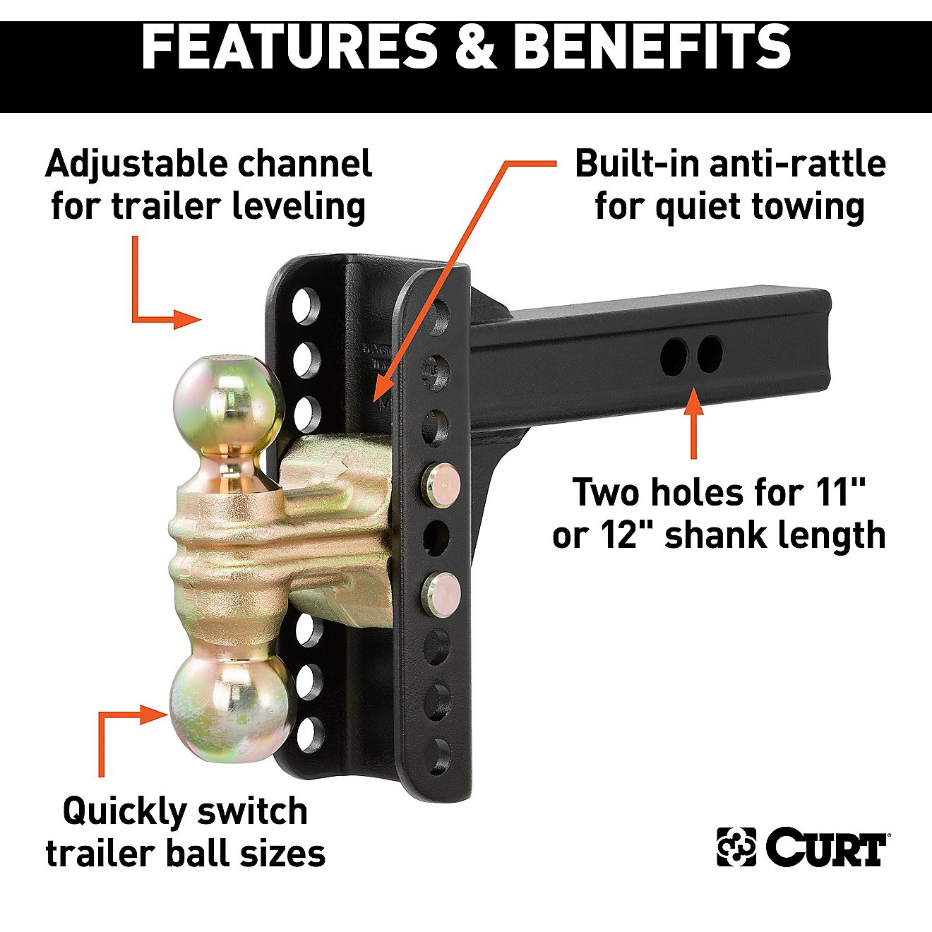 CURT 14,000 lb Adjustable Channel Mount with Dual Ball                                                                           - view number 4