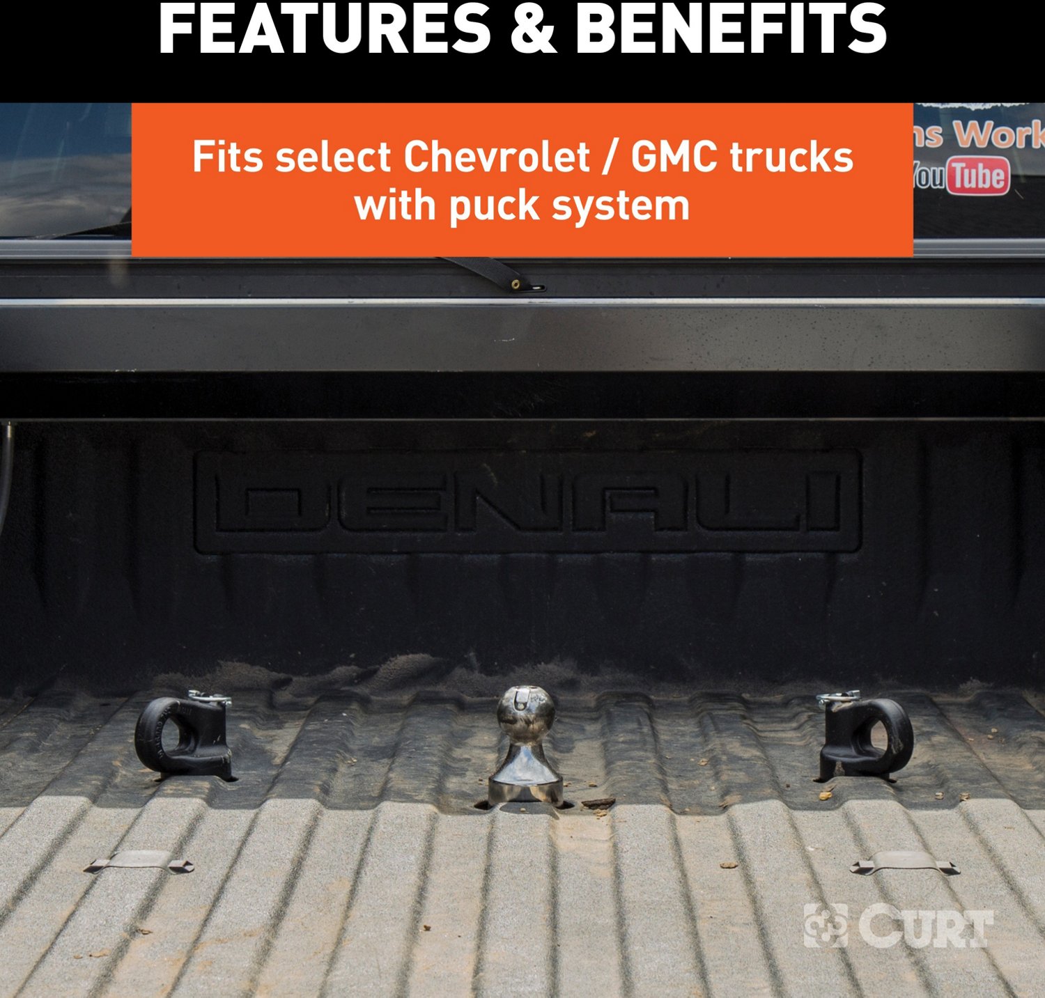 CURT OEM GM Puck System Gooseneck Ball and Safety Chain Anchor Kit