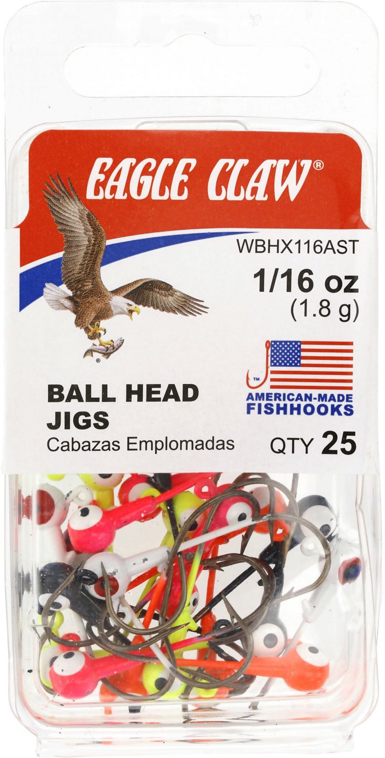 Eagle Claw 1/8 oz Ball Head Jig Heads 25Pack Academy
