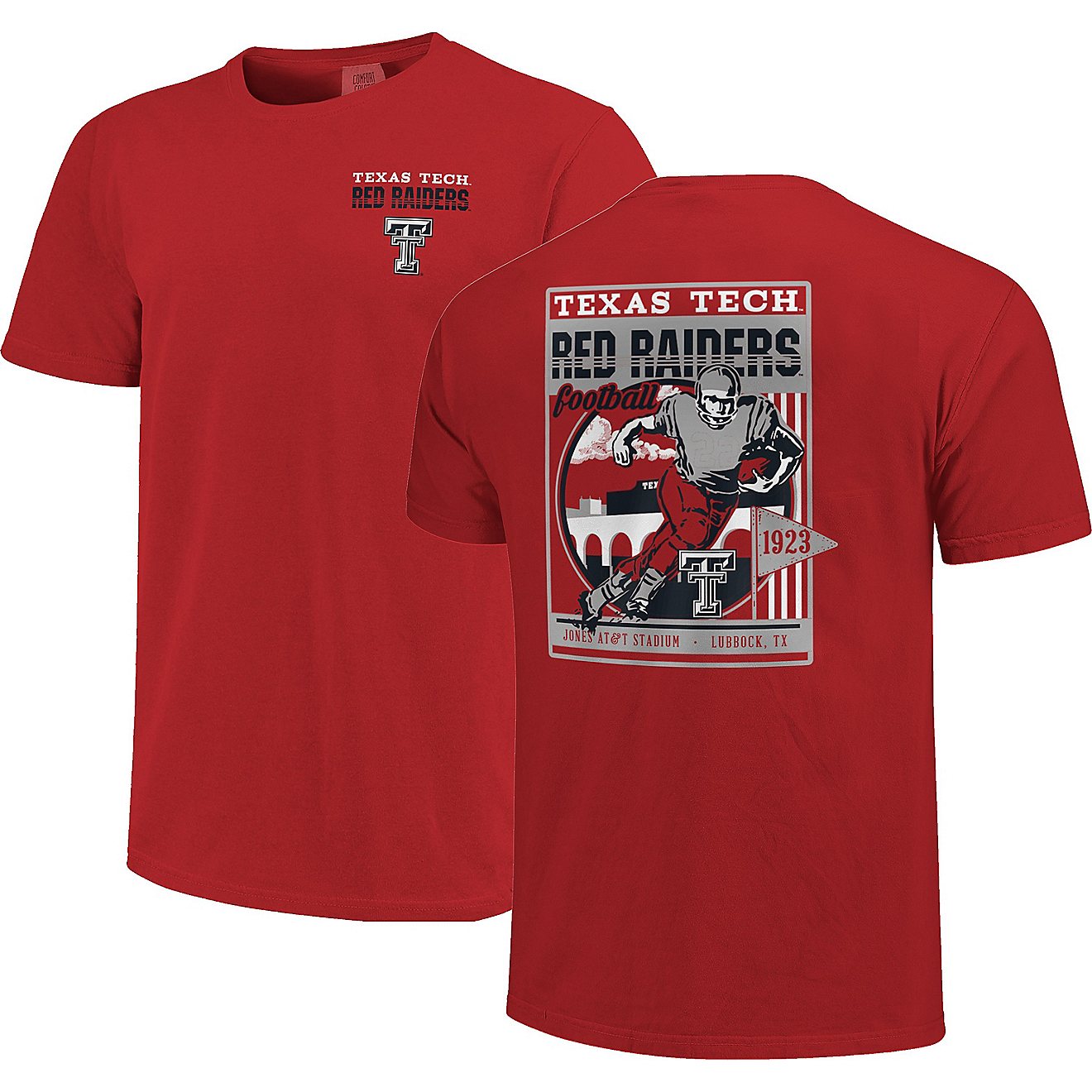 Image One Men's Texas Tech University Comfort Color Retro Poster and Stadium Short Sleeve T-shirt                                - view number 3