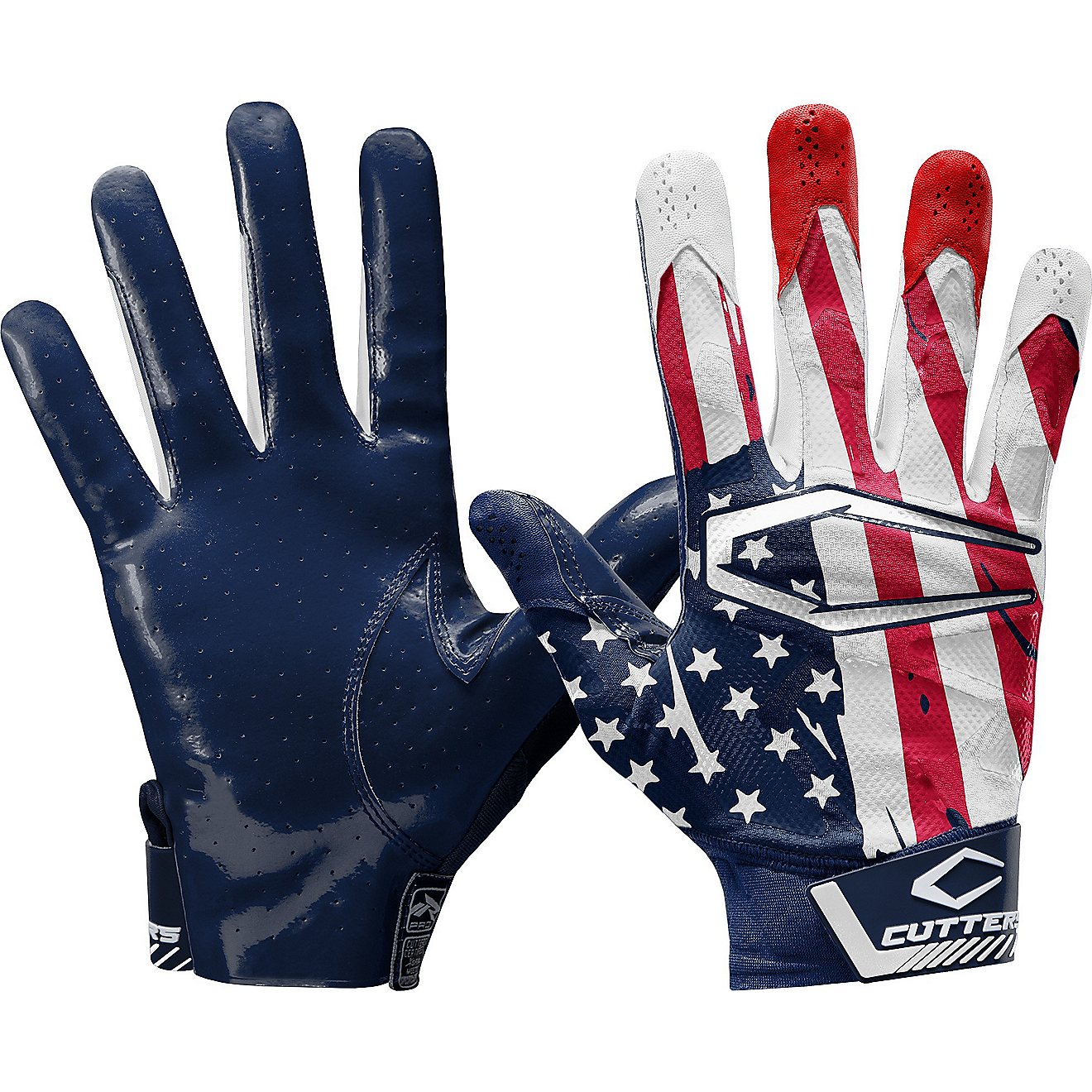 Cutters Adults’ Rev Pro 4.0 Limited Edition USA Flag Football Receiver Gloves                                                  - view number 1