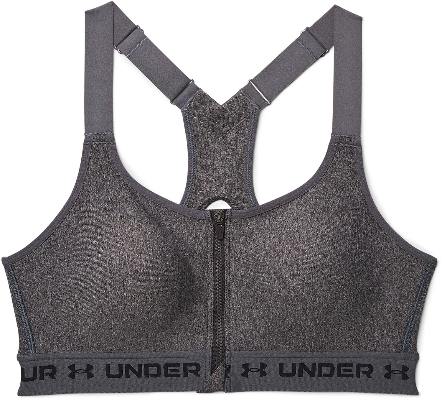 Under Armour Womens Armour High Crossback Zip Heather Sports Bra Academy 