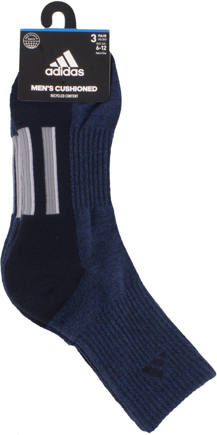 adidas Men’s Cushioned Climalite X MidCrew Socks 3 Pack Academy