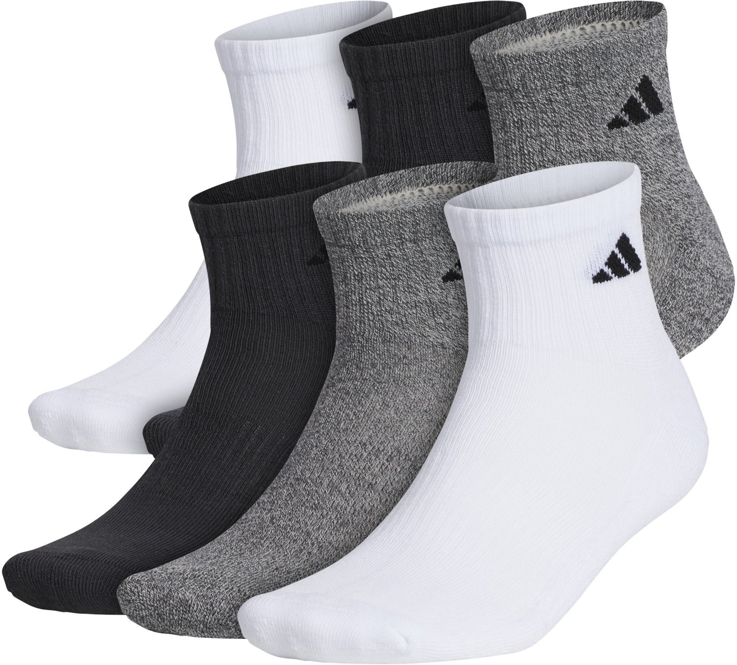 adidas Men's Large Athletic Quarter Socks 6 Pack | Academy
