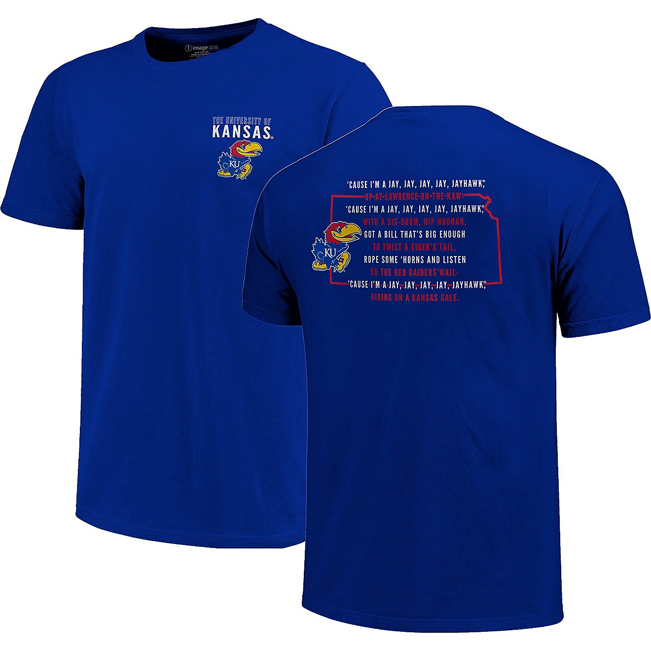 Image One Men's University of Kansas Fight Song State Overlay T-shirt                                                            - view number 3