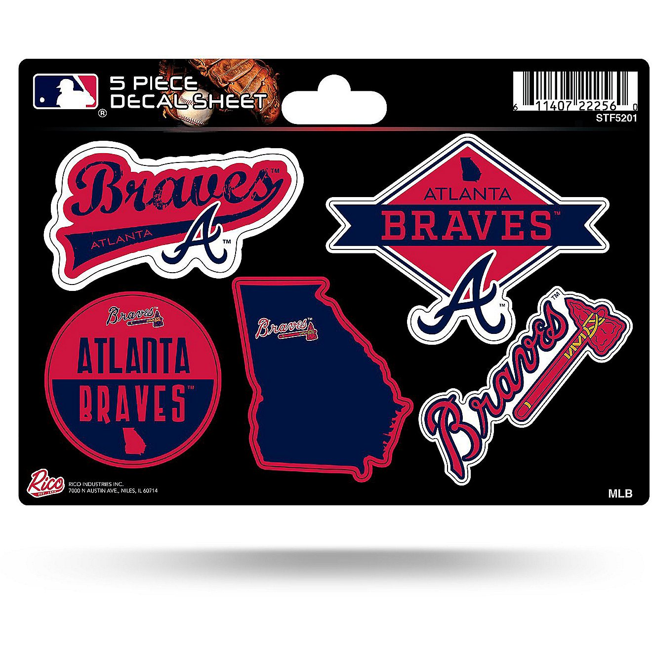 Rico Atlanta Braves 5-Piece Sticker Sheet                                                                                        - view number 1