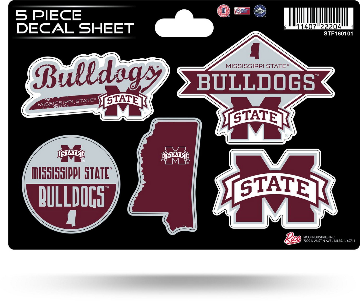 Rico Mississippi State University 5Piece Sticker Sheet Academy