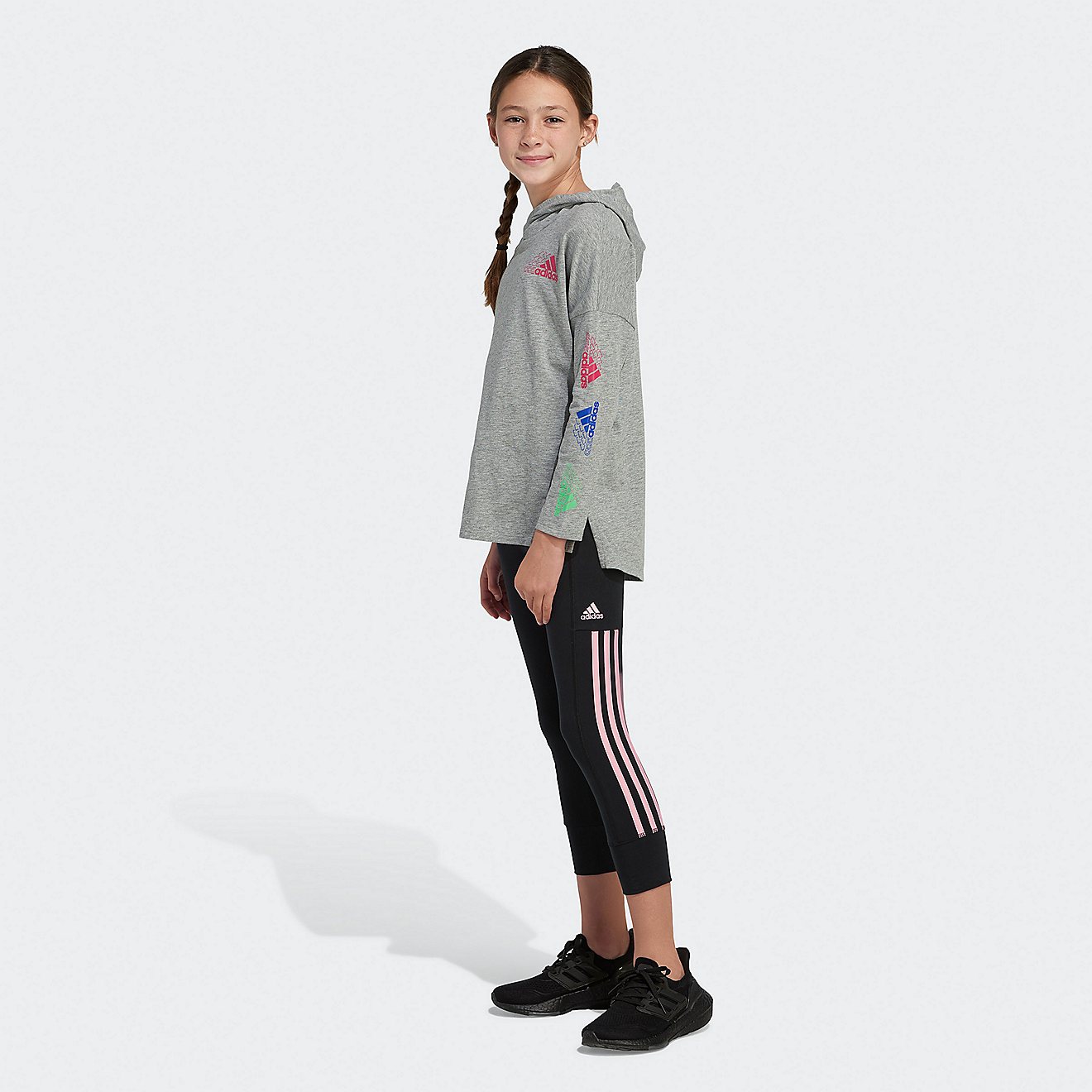 Adidas Girls' Hooded Long Sleeve Graphic T-Shirt                                                                                 - view number 4