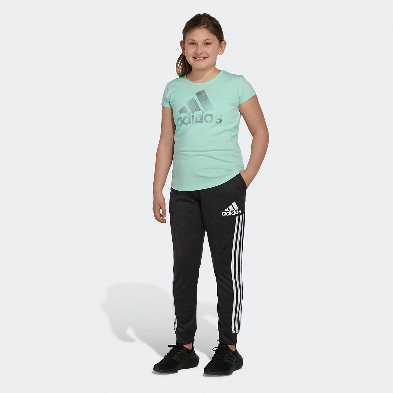 Adidas Extended Size Girls' Scoop Neck T-Shirt                                                                                   - view number 1