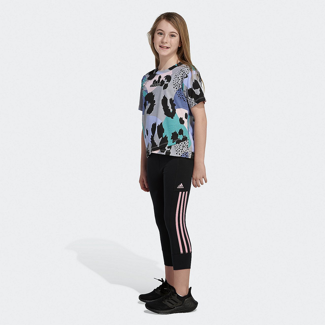 adidas Girls' Allover Print Crossover T-Shirt                                                                                    - view number 3