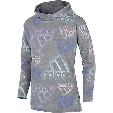 Adidas Girls' Allover Print Heather Hooded Long Sleeve Shirt                                                                    