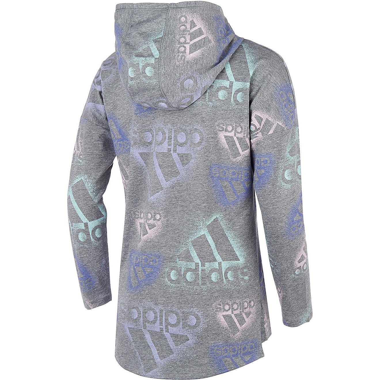 Adidas Girls' Allover Print Heather Hooded Long Sleeve Shirt                                                                     - view number 2