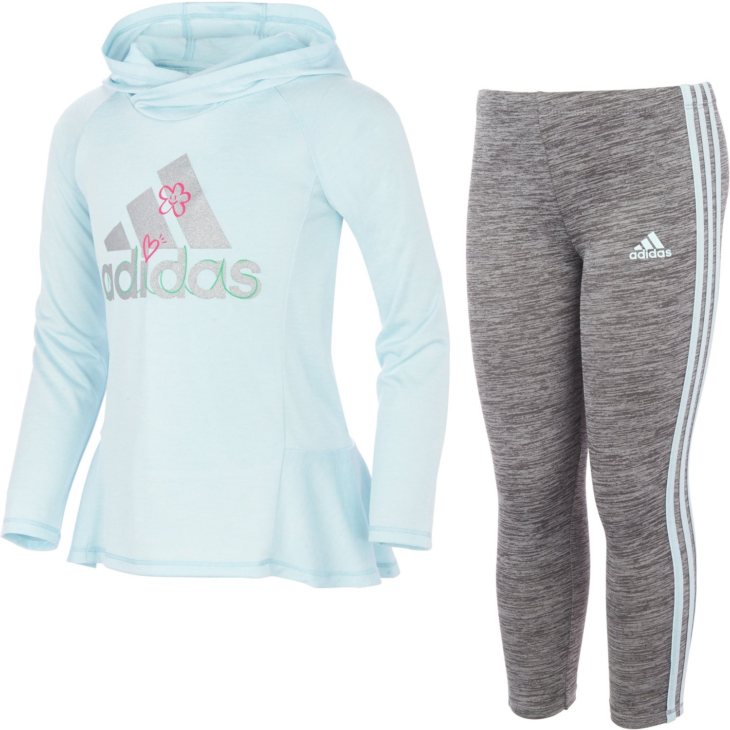adidas Toddler Girls' Mélange Hooded Top and 3-Stripes Tights Set | Academy