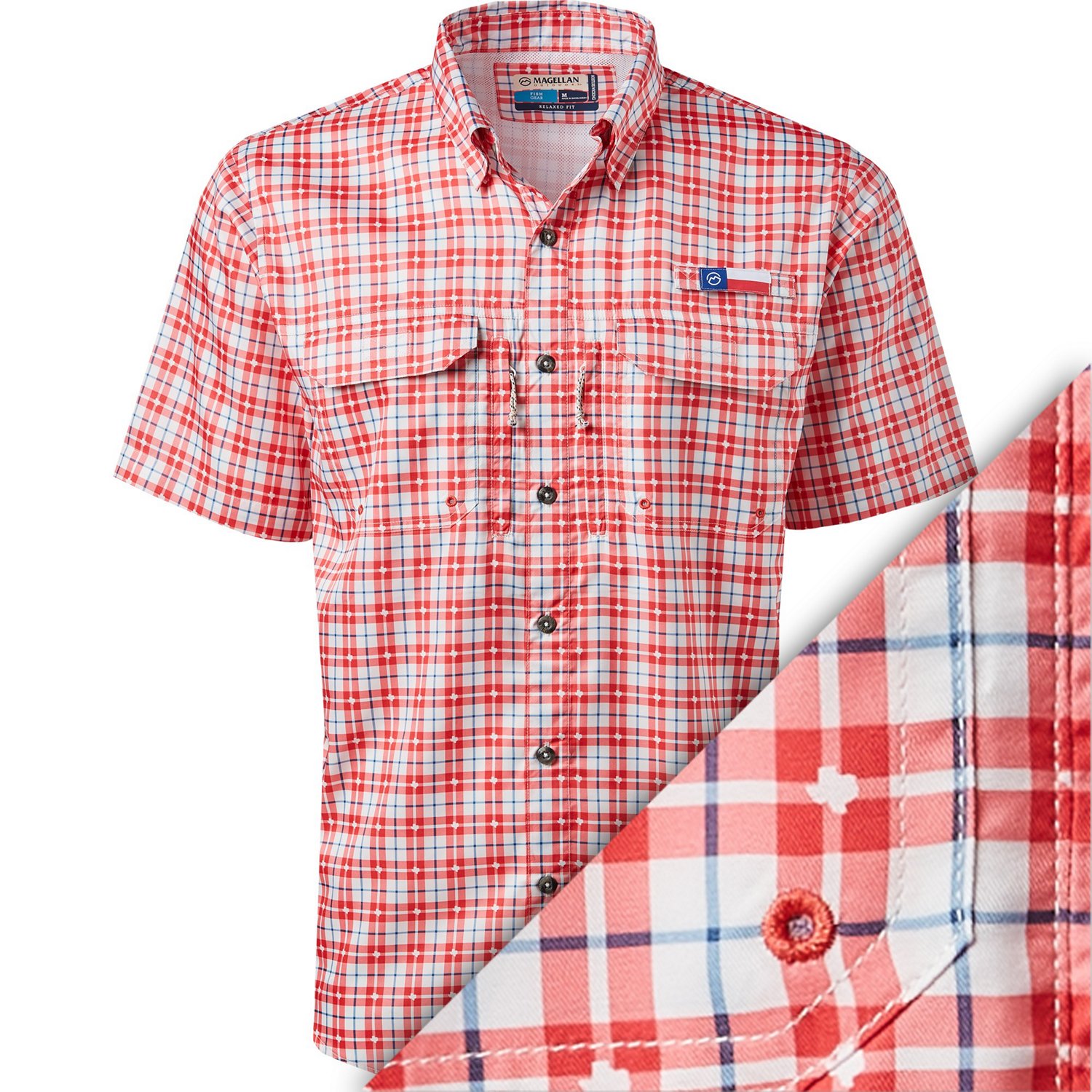 Magellan Outdoors Men's Local State Plaid Texas Short Sleeve Shirt