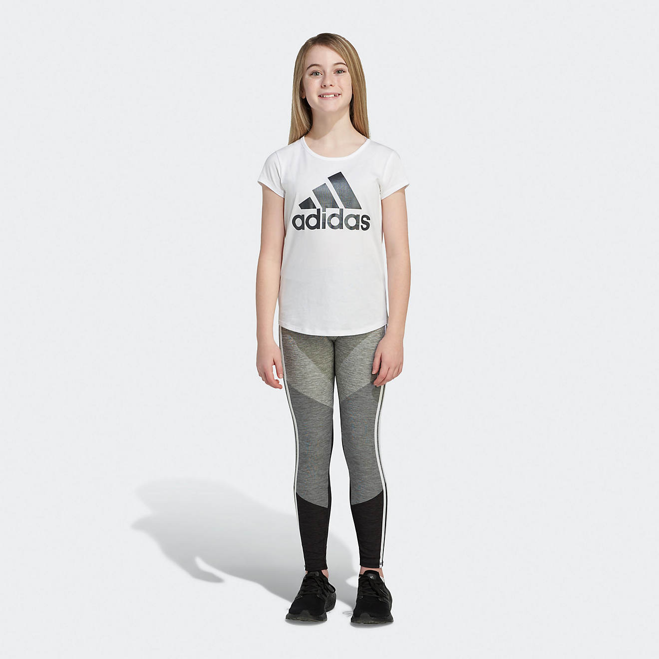 adidas Girls' AEROREADY Colorblock Mélange Tights                                                                               - view number 1
