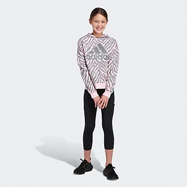 adidas Girls' Allover Print Fleece Pullover Hoodie