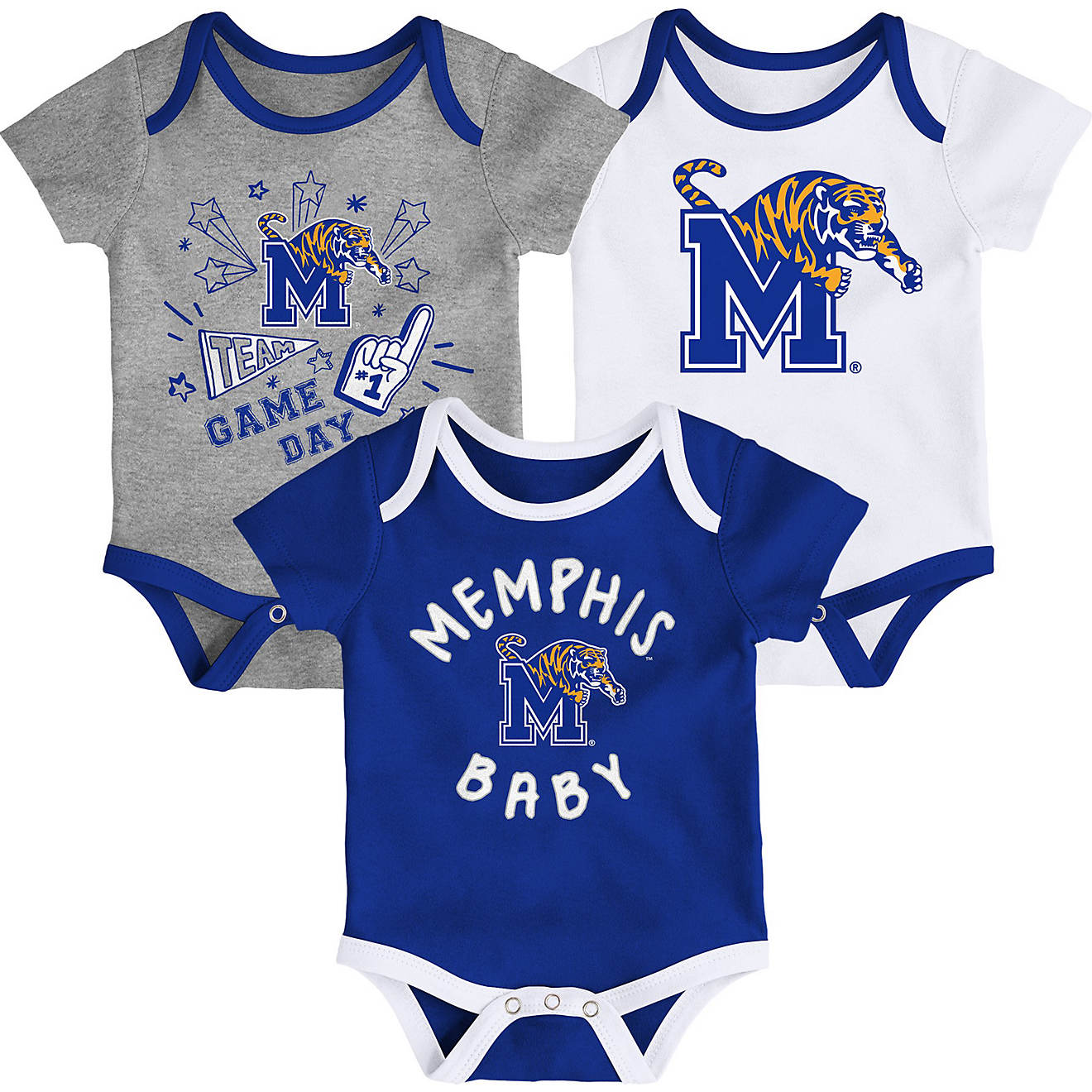 Gen2 Infants' University of Memphis Champ Creeper 3-Pack                                                                         - view number 1