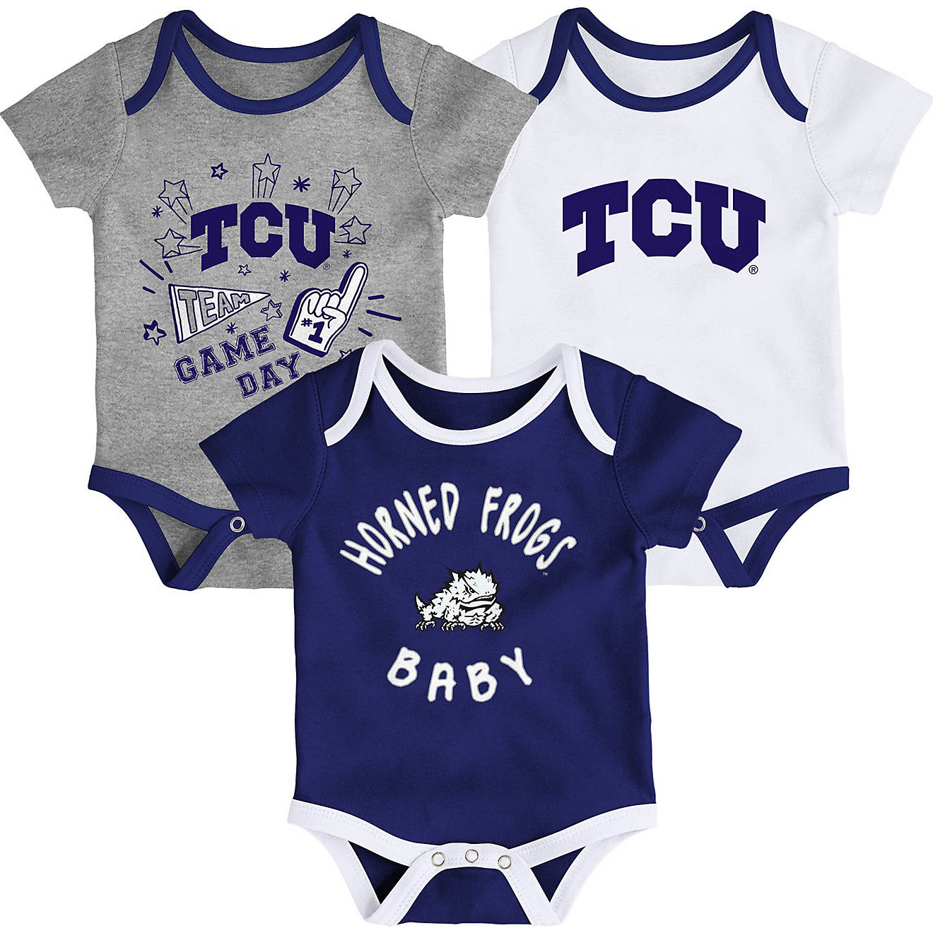 Gen2 Infants' Texas Christian University Champ Creeper 3-Pack                                                                    - view number 1