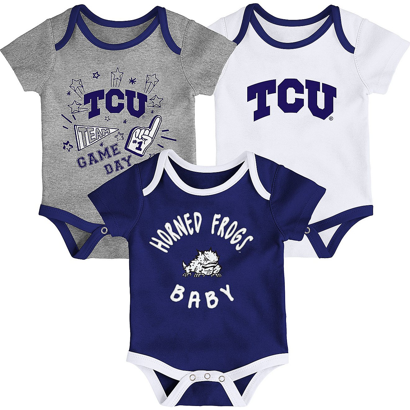Gen2 Infants' Texas Christian University Champ Creeper 3-Pack                                                                    - view number 1