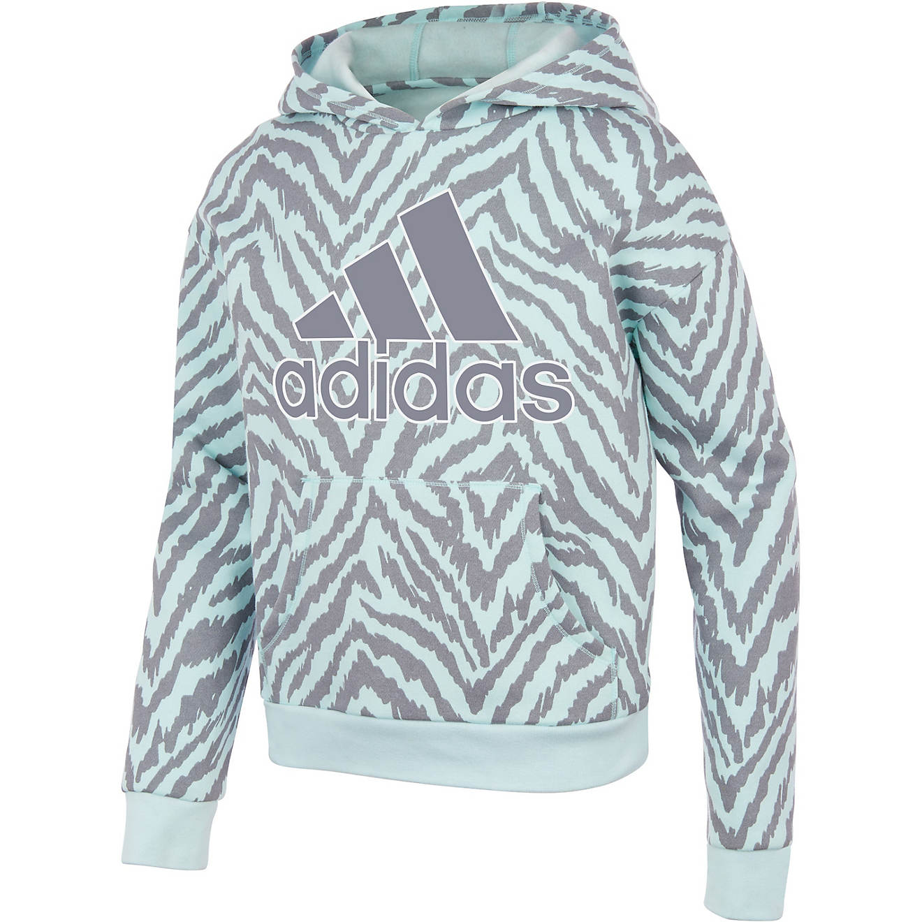 adidas Girls' Allover Print Fleece Pullover Hoodie                                                                               - view number 1